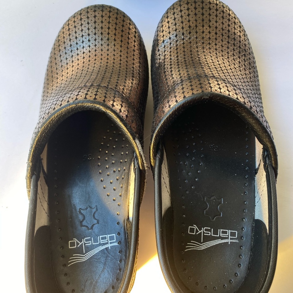Gold Sequin Dansko Clogs!
